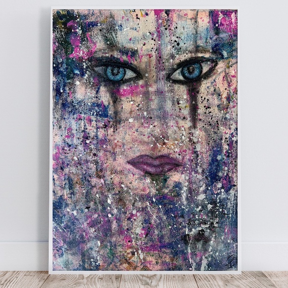 Eye Catching – Abstract Acrylic Painting of a Woman11x14 Canvas Pop Art